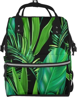 Fashion Diaper Bag Mummy Backpack Tropical Monstera Palm Tree Leaves Nappy Bag Large Capacity Baby Care Bags For Mom Dad
