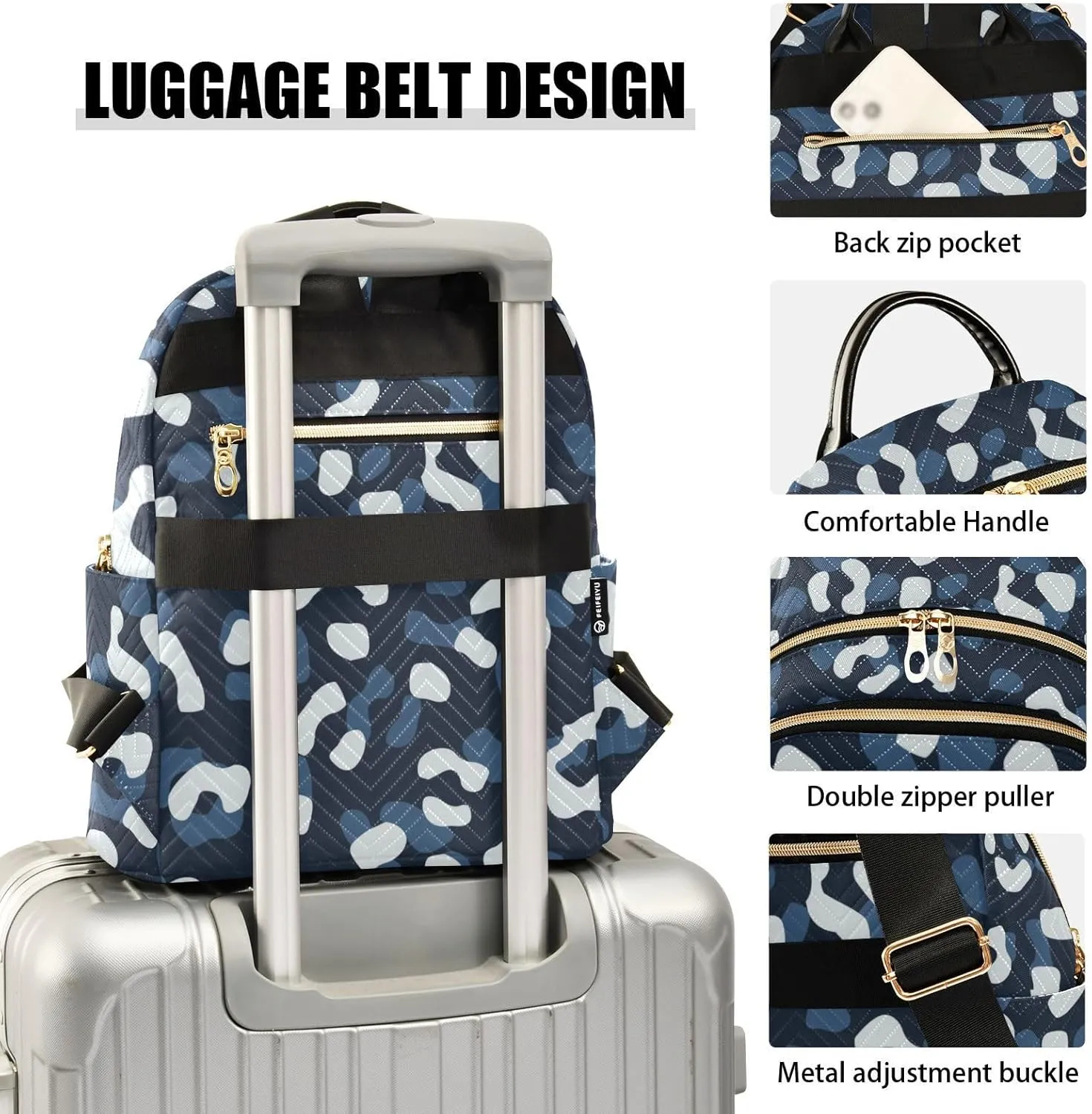 Fashion Travel Backpack for Women Multi Pockets Lightweight Purse for Women Mottled (Small Pattren 3)