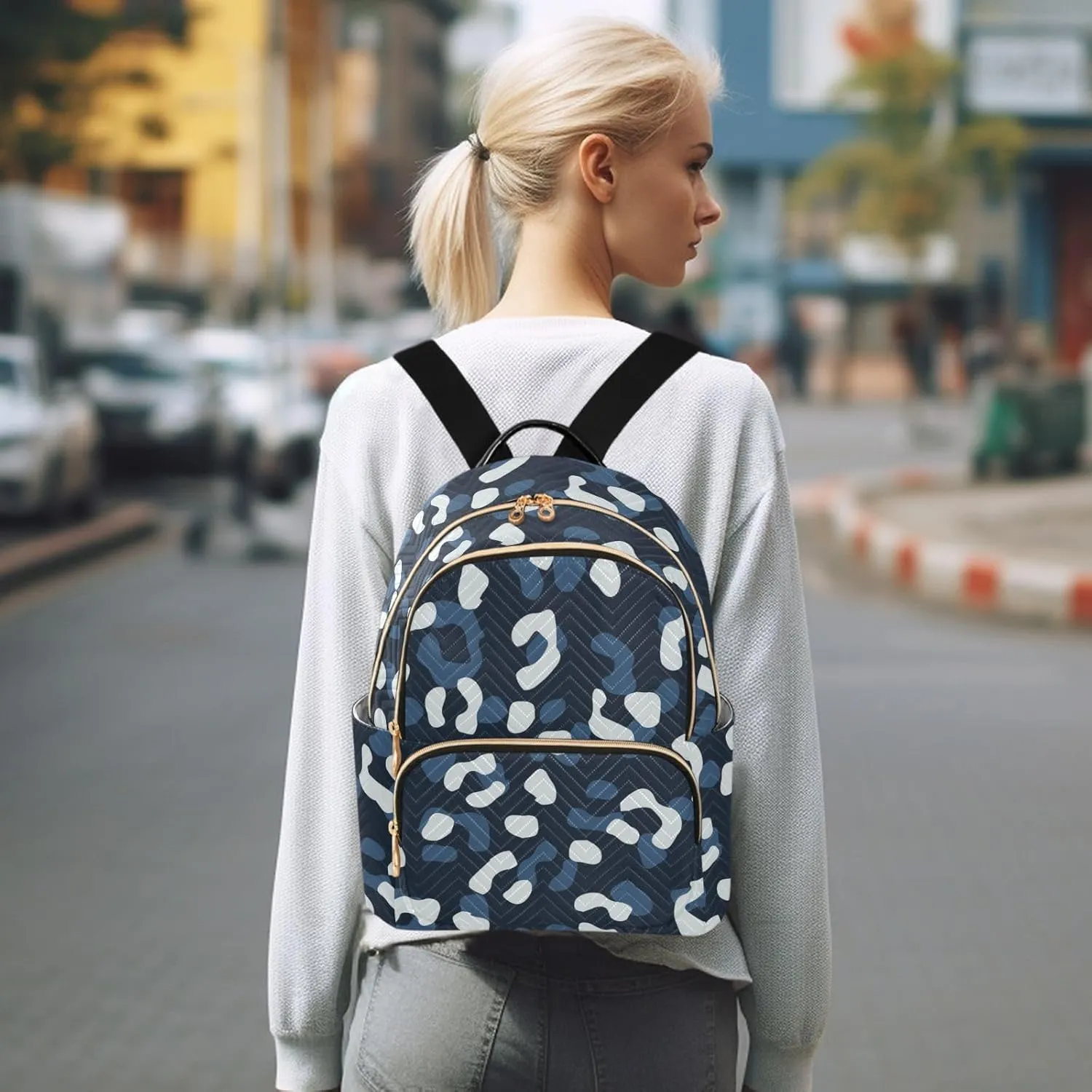 Fashion Travel Backpack for Women Multi Pockets Lightweight Purse for Women Mottled (Small Pattren 3)