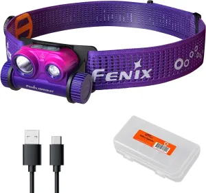 Fenix HM65R-DT Trail Running Headlamp, 1500 Lumen White Light and Warm White Dual Beams, USB-C Rechargeable, Lightweight with Lumentac Organizer (Nebular)
