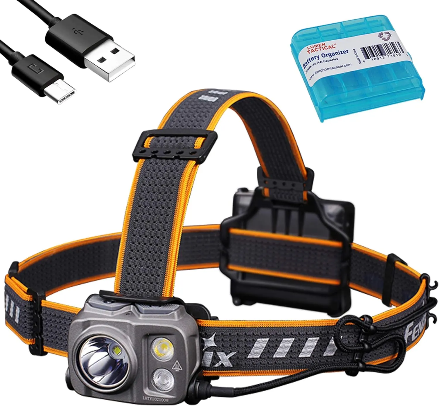 Fenix HP16R Rechargeable Headlamp, 1250 Lumens Spotlight, 400 Lumens Floodlight and Red Light with Lumentac AA Organizer