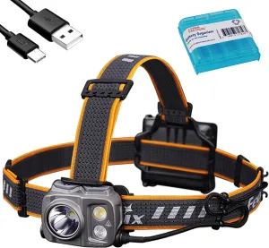 Fenix HP16R Rechargeable Headlamp, 1250 Lumens Spotlight, 400 Lumens Floodlight and Red Light with Lumentac AA Organizer