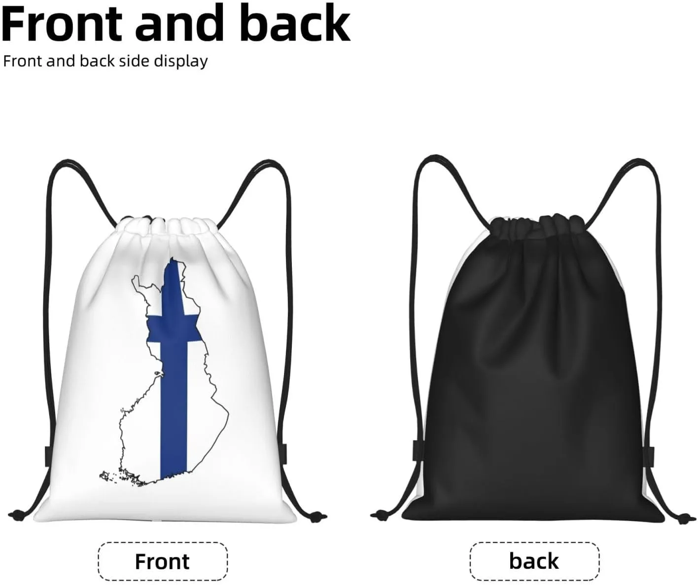 Finnish Flag Map print Sports Drawstring Backpack String Swim Gym Bag for Women and Men Small Gym Bag
