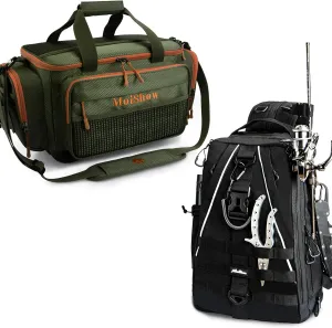 Fishing Backpack with Rod Holder,Tackle Box Backpack - Fishing Tackle Bag - Ultralight Water-Resistant Fishing Backpack for Men