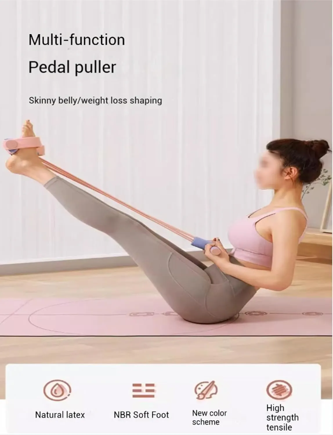 Fitness Resistance Bands,6 Tube Pedal Ankle Pulle,Training Auxiliary Device,Multifunction Stretching Workout Fitness Bands