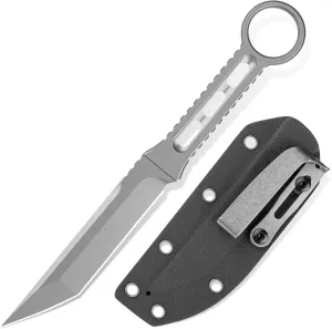 Fixed-Blade Knife, 8.3 Inch AUS-10 Steel Survival Knife with Kydex Sheath & Pocket Clip, Tactical Knives, Cutting Tool for Outdoor Camping Hunting Hiking