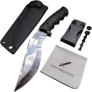 Fixed Blade Knife Kukri, Full Tang 9Cr18Mov Steel Machete, G10 Handle, Adjustable Kydex Sheath, for Hunting, Outdoor Survival, Camping