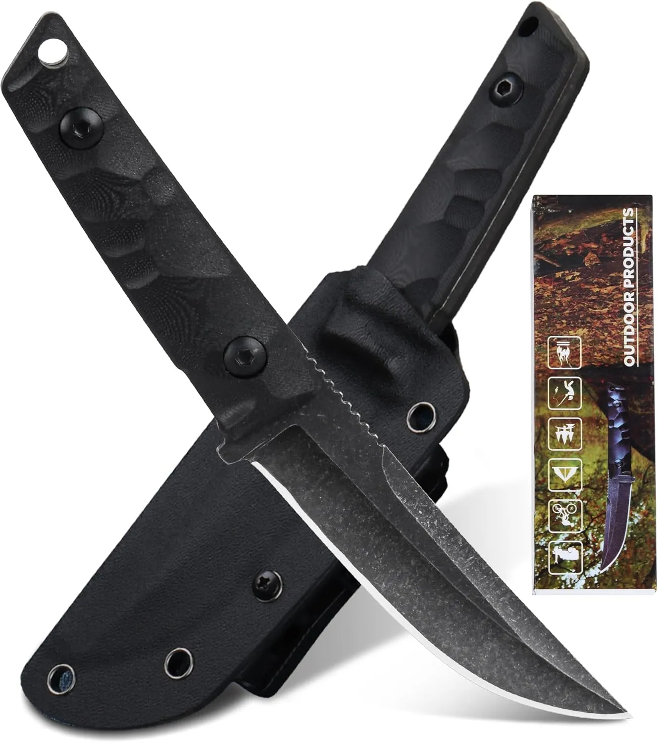 Fixed Blade Knife with Kydex Sheath,3.93" Blade G10 Handle for Outdoor Hiking Camping Knife Gifts for Men