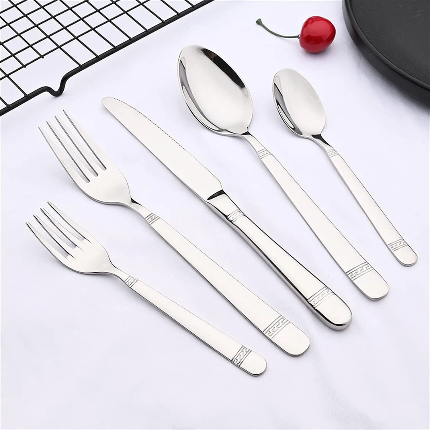 Flatware Sets Cutlery Set 5/20/30/40Pcs Stainless Steel Knife Fork Spoon Mixed Silverware Cutlery Sets Party Western Food Cutlery Set Kitchen Dinnerware Tableware Sets,30Pcs