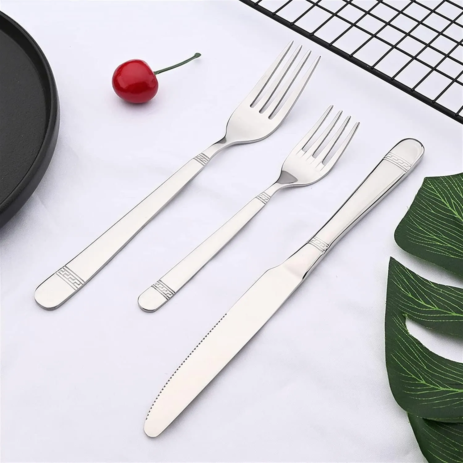 Flatware Sets Cutlery Set 5/20/30/40Pcs Stainless Steel Knife Fork Spoon Mixed Silverware Cutlery Sets Party Western Food Cutlery Set Kitchen Dinnerware Tableware Sets,30Pcs