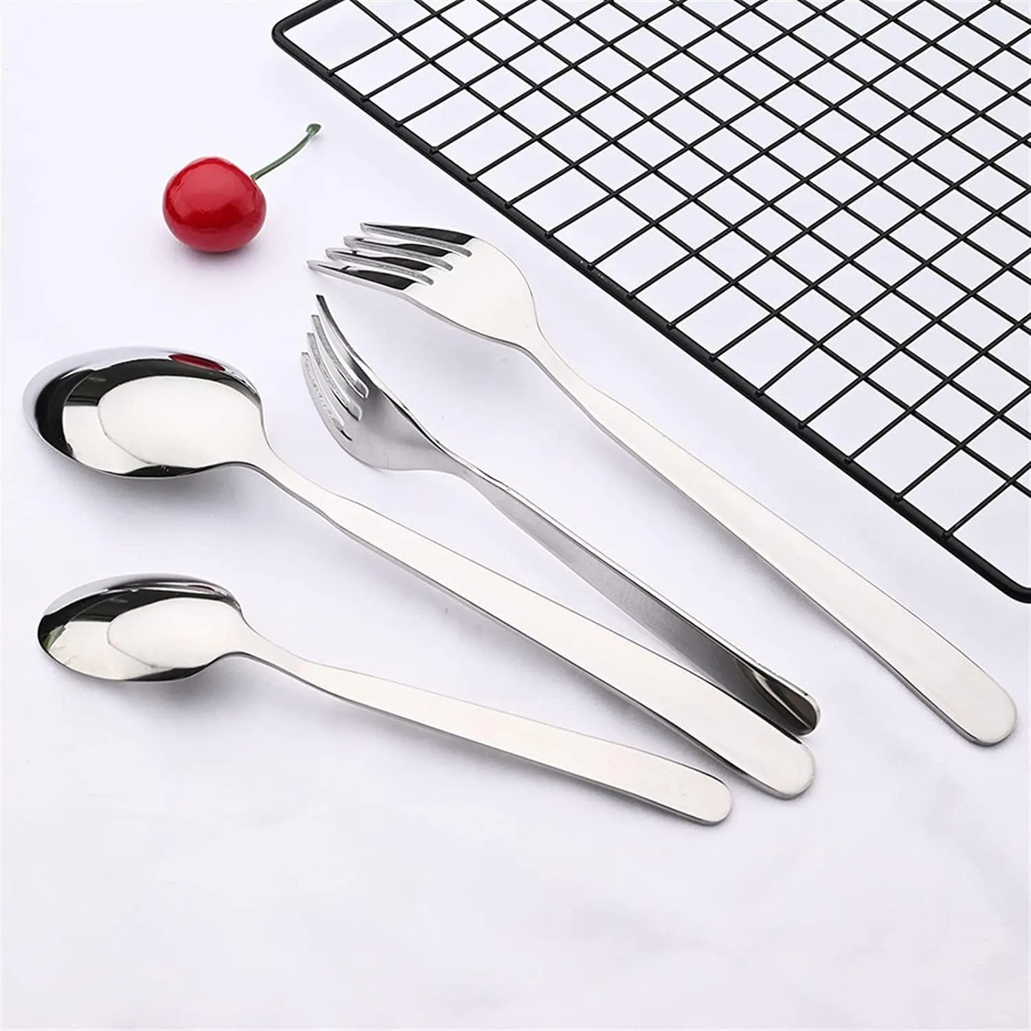 Flatware Sets Cutlery Set 5/20/30/40Pcs Stainless Steel Knife Fork Spoon Mixed Silverware Cutlery Sets Party Western Food Cutlery Set Kitchen Dinnerware Tableware Sets,30Pcs
