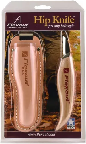 FLEXCUT Hip Knife, 1-1/4 inch High Carbon Steel Blade, with Ergonomic Ash Handle, (KN30)