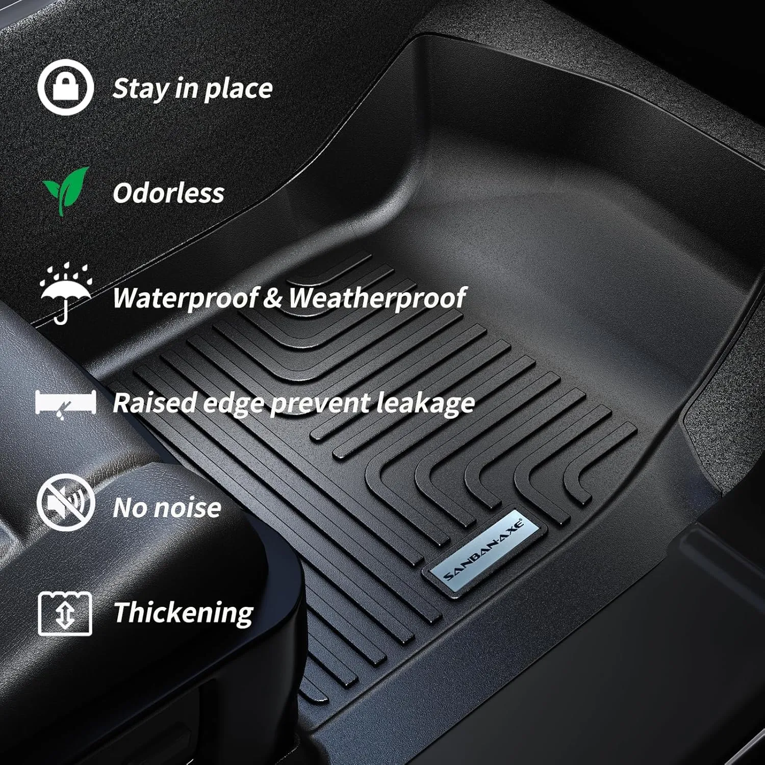 Floor Mats & Trunk mat for 2021-2024 2025 Chevrolet Suburban 8 Seats with 2nd Row Bench Seats（not fit 7 Seats）/GMC Yukon(Only Fit XL)，TPE Floor Liners & Trunk mat for Chevy Suburban
