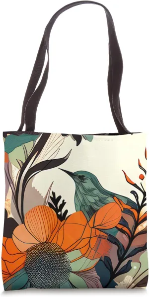 Floral Boho Foliage Flower Flora Bird Vegetation Flowery Tote Bag