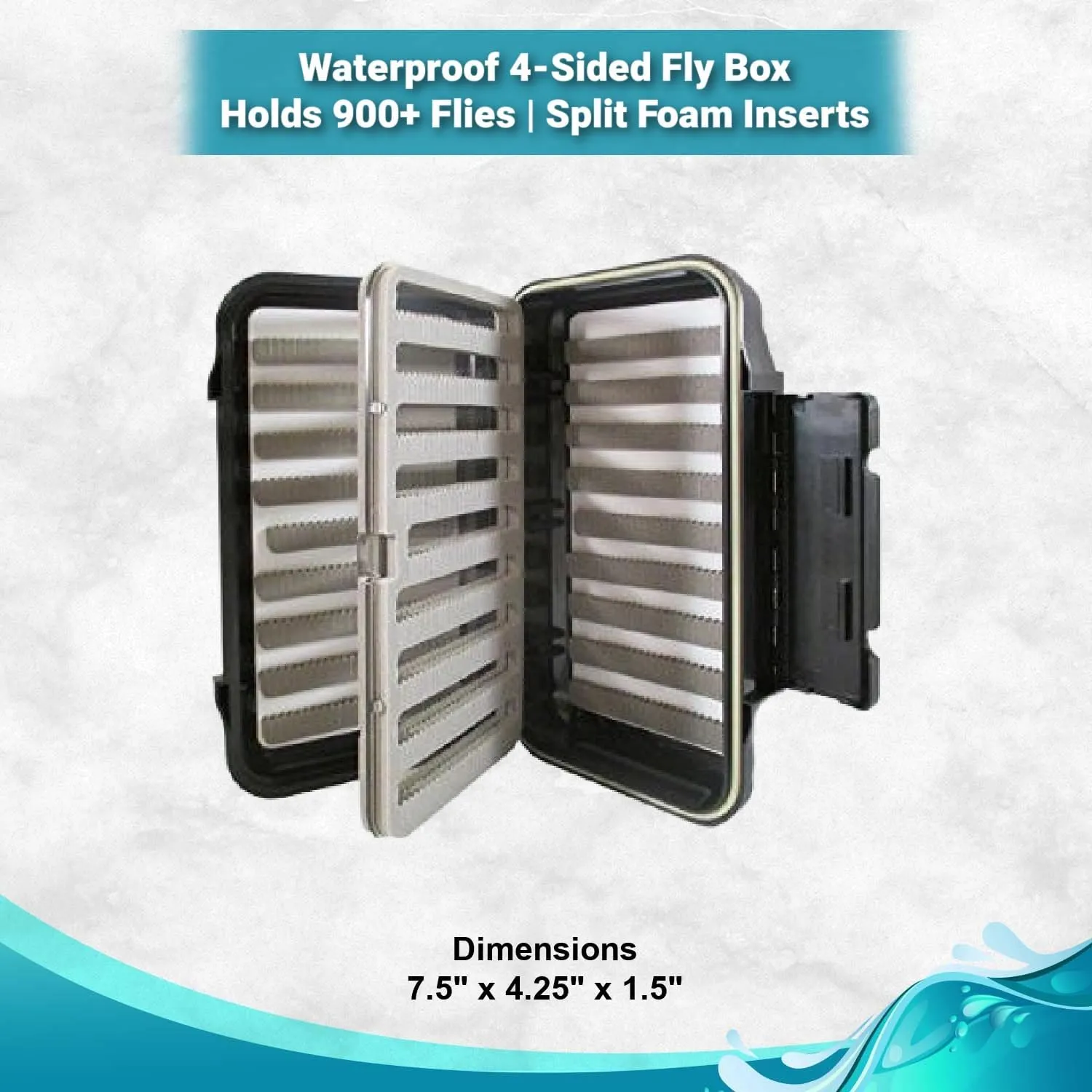 Fly Boxes for Fly Fishing | Large Fly Box Waterproof | Split Foam with Insert | Fly Fishing Box with 910 Fly Capacity | Durable Fly Case