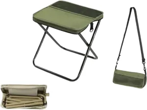 Foldable Backpack Stool, Portable Folding Camping Fishing Stool, Folding Mini Outdoor Camping Stool,Collapsible Hunting Seat with Storage Bag for Picnics for Fishing Travelling Picnics(Green,Large)