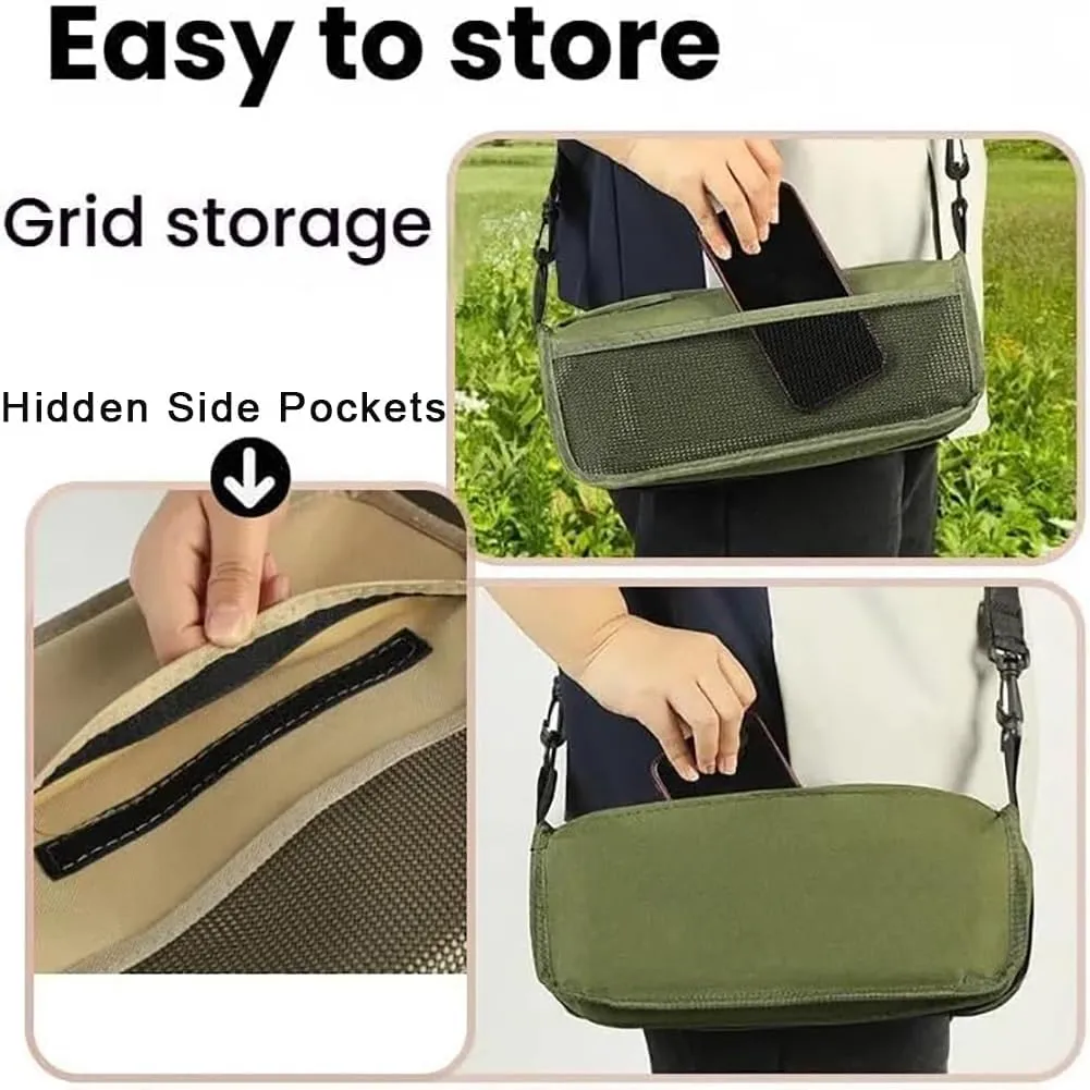 Foldable Backpack Stool, Portable Mini Outdoor Camping Folding Seat with Adjustable Shoulder Strap, Compact Ultra-Lightweight Collapsible Chair for Mountaineering, Hiking, Fishing (Beige-S)