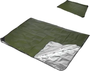 Foldable Survival Blankets Inflatable Tent Base Outdoor Picnic Blanket Wool Camping Blanket Waterproof Picnic Blanket Camping Bedding Gazebo Canopy Trap Wicker Green Aluminum Film