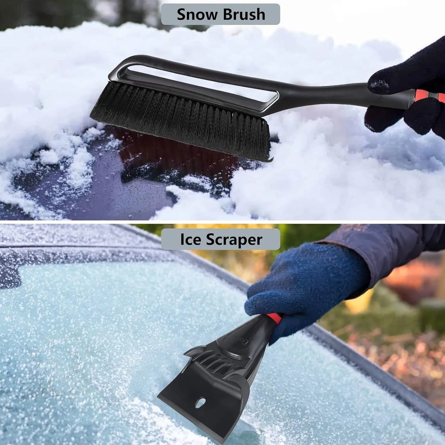 FOVAL 27" Ice Scraper Snow Brush, Wider Snow Scraper(4.73" Width) Snow Removal Car Brush with Comfortable Foam Grip for Cars, Trucks, SUVs, Windshield, Window - Winter Tool