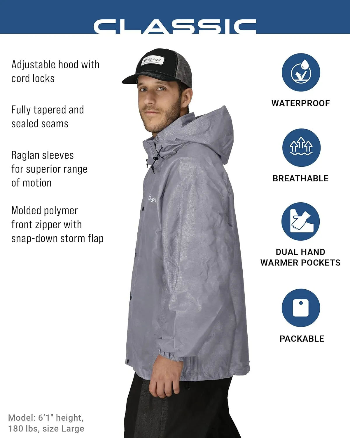 FROGG TOGGS Men's Classic Pro Action Waterproof Breathable Rain Jacket