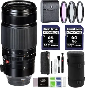 Fujifilm XF 50-140mm F2.8 R LM OIS WR Lens Bundle with 2X SD Memory Card, 3 PC Filter kit, Lens Case & More | Fuji 50-140mm f2.8 (USA Authorized - Fujifilm Warranty)