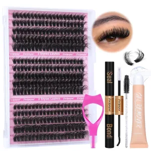 Full Volume Eyelash Extension Kit Thick Lash Extension Kit Lash Clusters Individual Eyelashes Kit with Lash Bond and Seal, Lash Remover DIY Eyelash Extension Kit for Beginner by Focipeysa