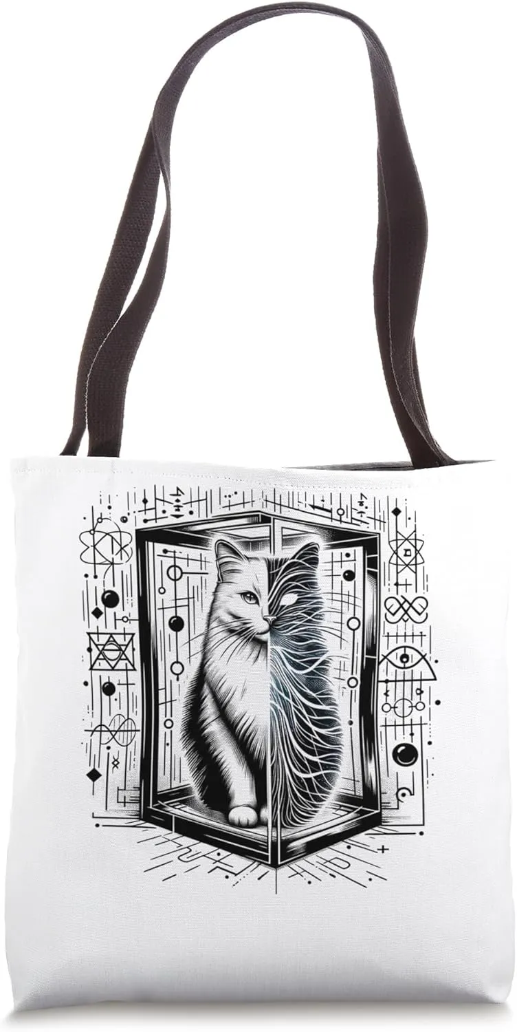 Funny Physics Schrödinger's cat in a Box Quantum Physics Tote Bag