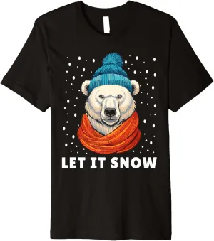 Funny Polar Bear Tee Winter Christmas Ice Bear Let It Snow Premium T-Shirt