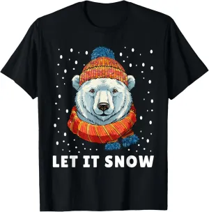 Funny Polar Bear Tee Winter Christmas Ice Bear Let It Snow T-Shirt