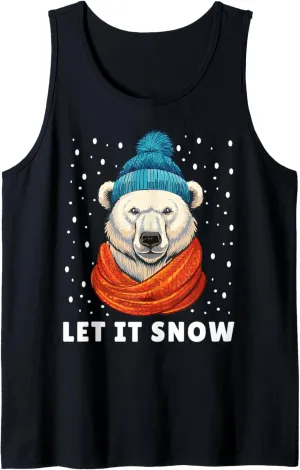 Funny Polar Bear Tee Winter Christmas Ice Bear Let It Snow Tank Top