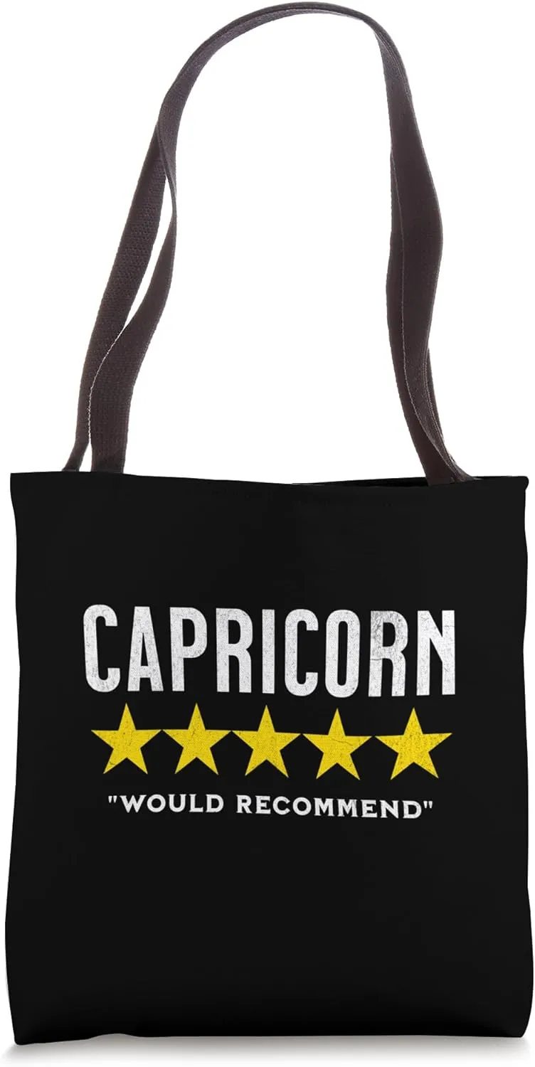 Funny star rating & Criticism of zodiac sign capricorn Tote Bag