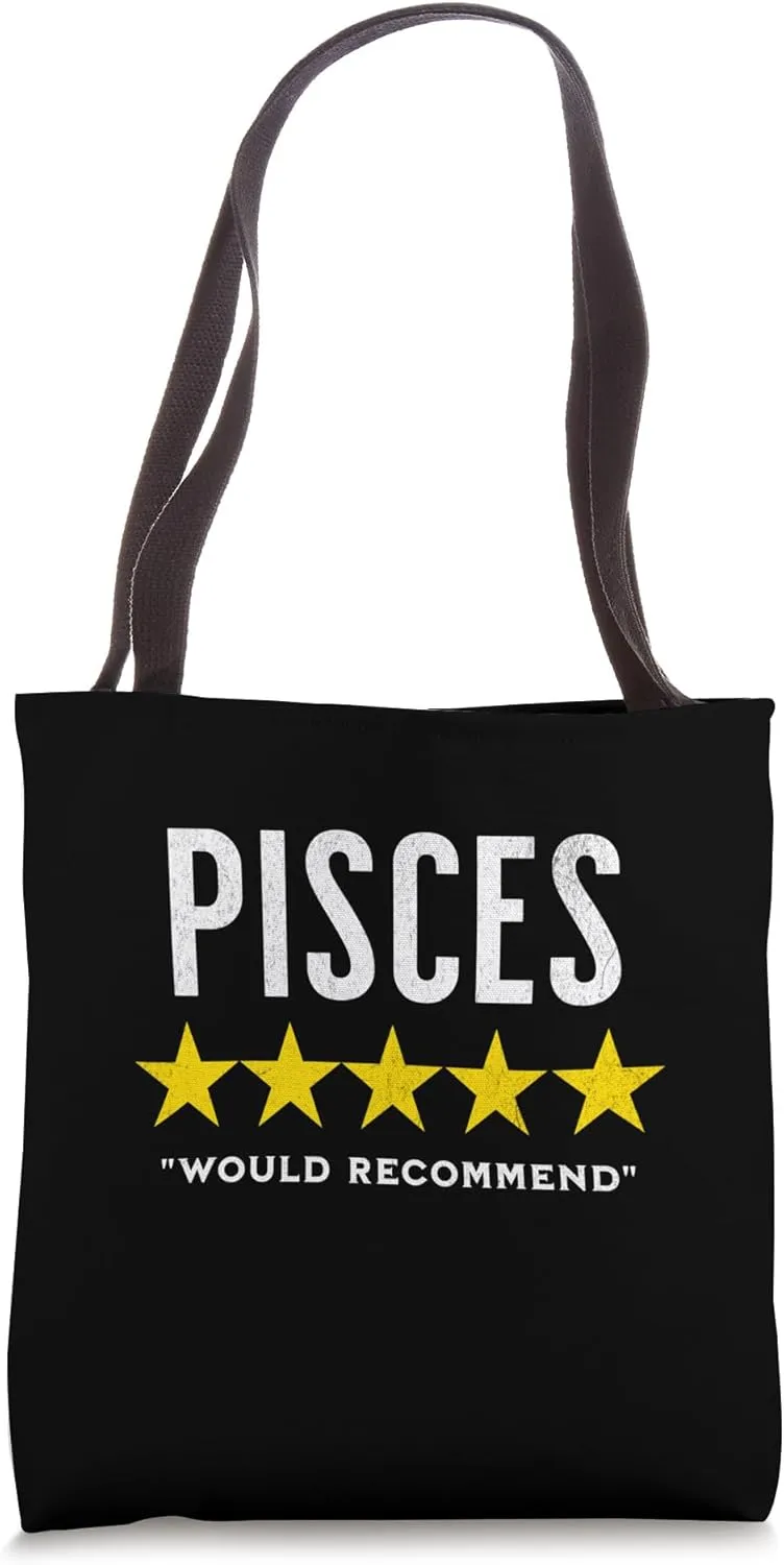 Funny star rating & Criticism of zodiac sign pisces Tote Bag