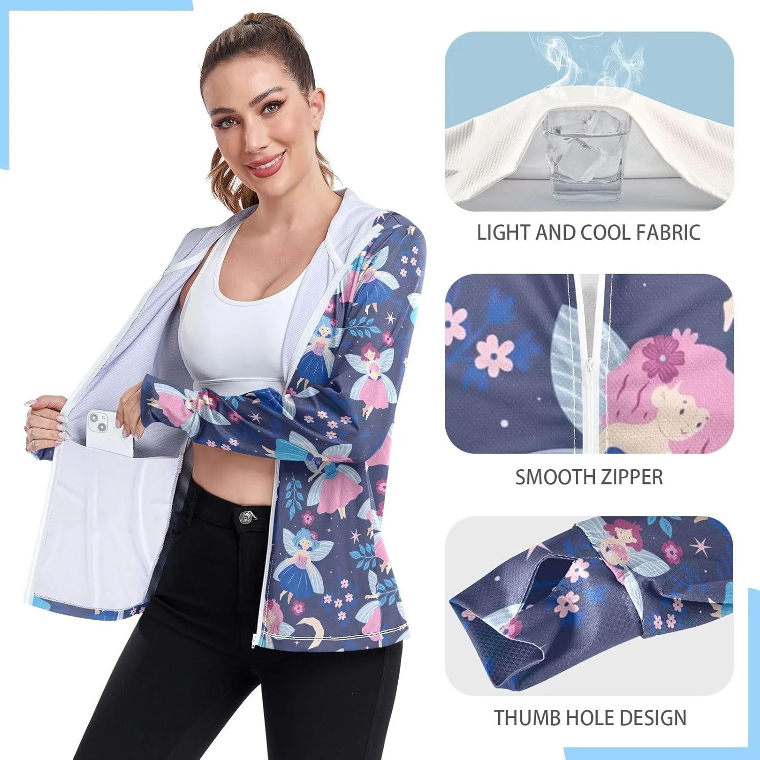 GAIGEO Colorful Pineapple Tropical Leaf Women Jacket UPF 50  Summer Jacket Women, Cooling and Lightweight, S