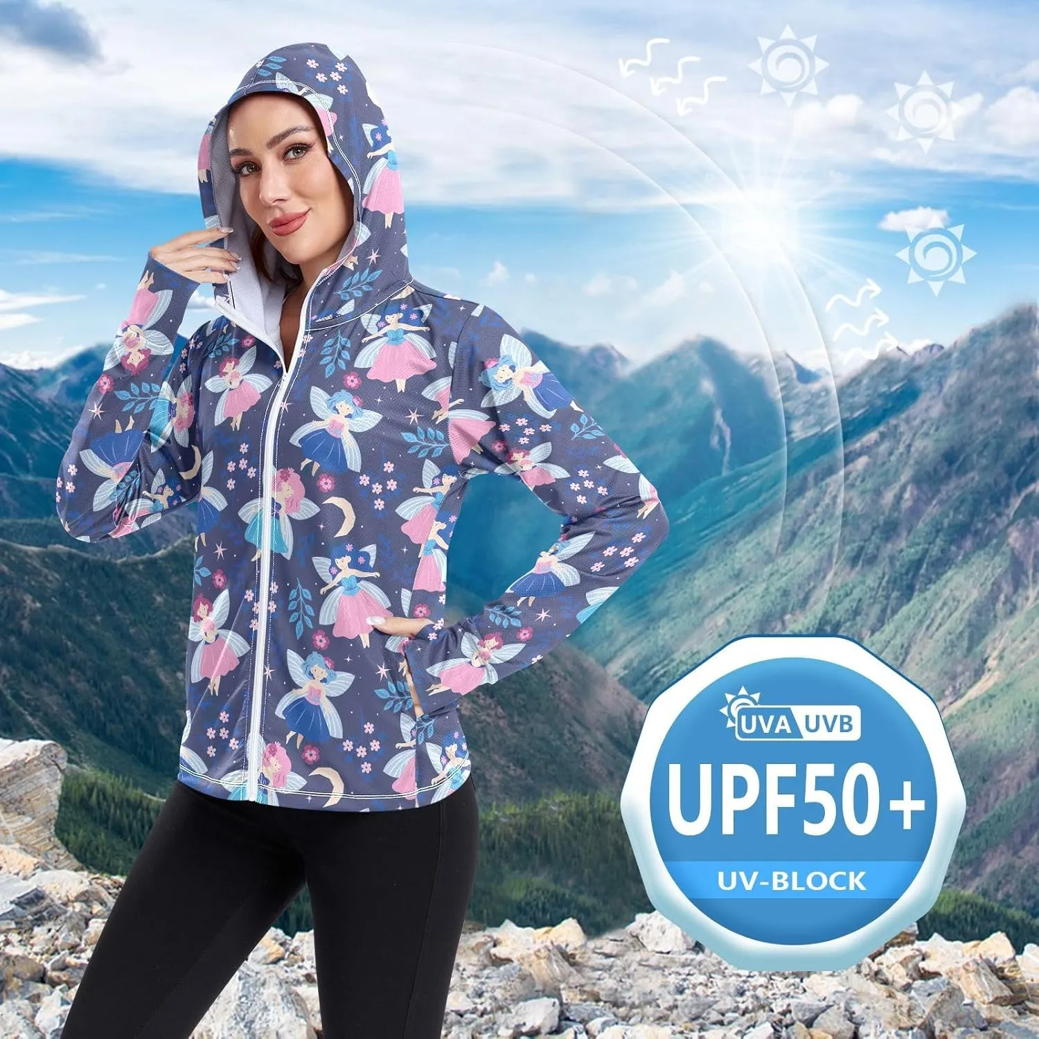 GAIGEO Colorful Pineapple Tropical Leaf Women Jacket UPF 50  Summer Jacket Women, Cooling and Lightweight, S