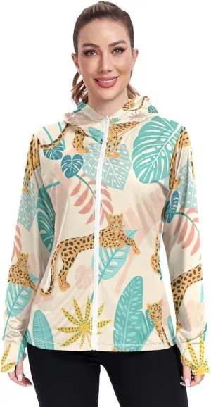 GAIGEO Fried Egg Yellow Women Jacket UPF 50  Women Uv Protection Clothing Thumb Holes Neck Protection, XXL