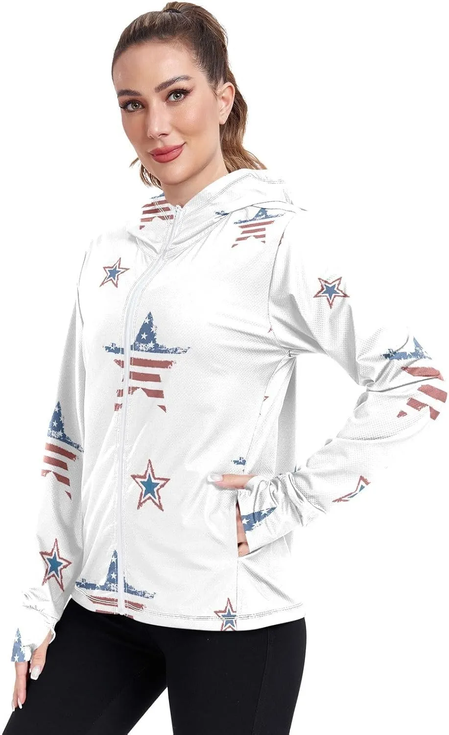 GAIGEO Fried Egg Yellow Women Jacket UPF 50  Women Uv Protection Clothing Thumb Holes Neck Protection, XXL