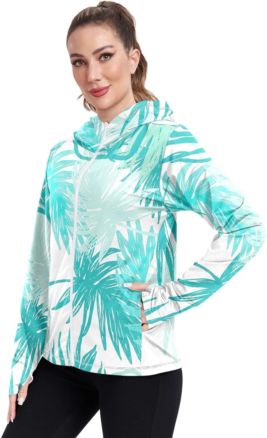 GAIGEO Fried Egg Yellow Women Jacket UPF 50  Women Uv Protection Clothing Thumb Holes Neck Protection, XXL