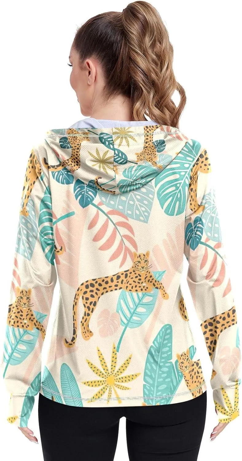 GAIGEO Fried Egg Yellow Women Jacket UPF 50  Women Uv Protection Clothing Thumb Holes Neck Protection, XXL