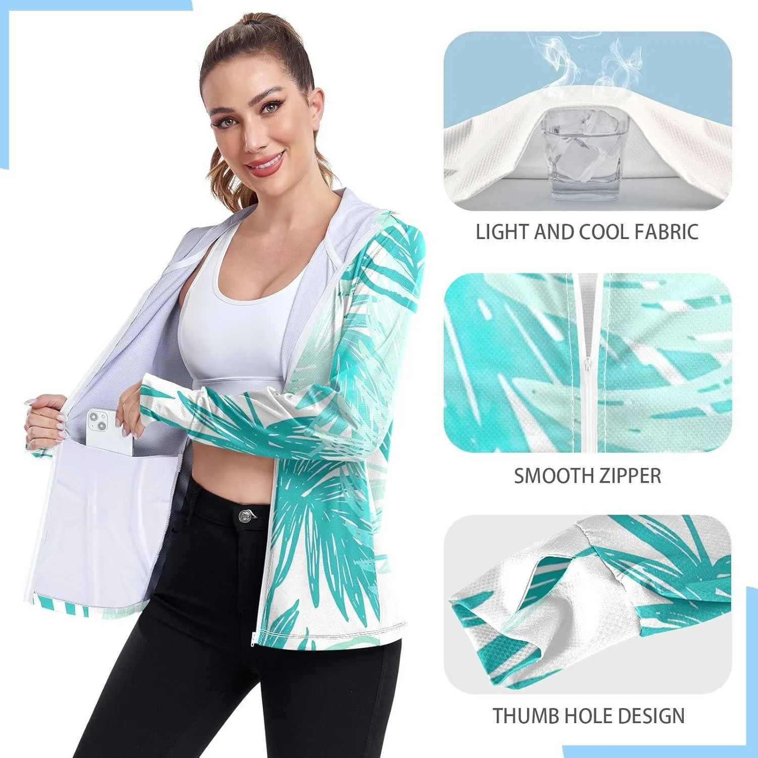 GAIGEO Fried Egg Yellow Women Jacket UPF 50  Women Uv Protection Clothing Thumb Holes Neck Protection, XXL