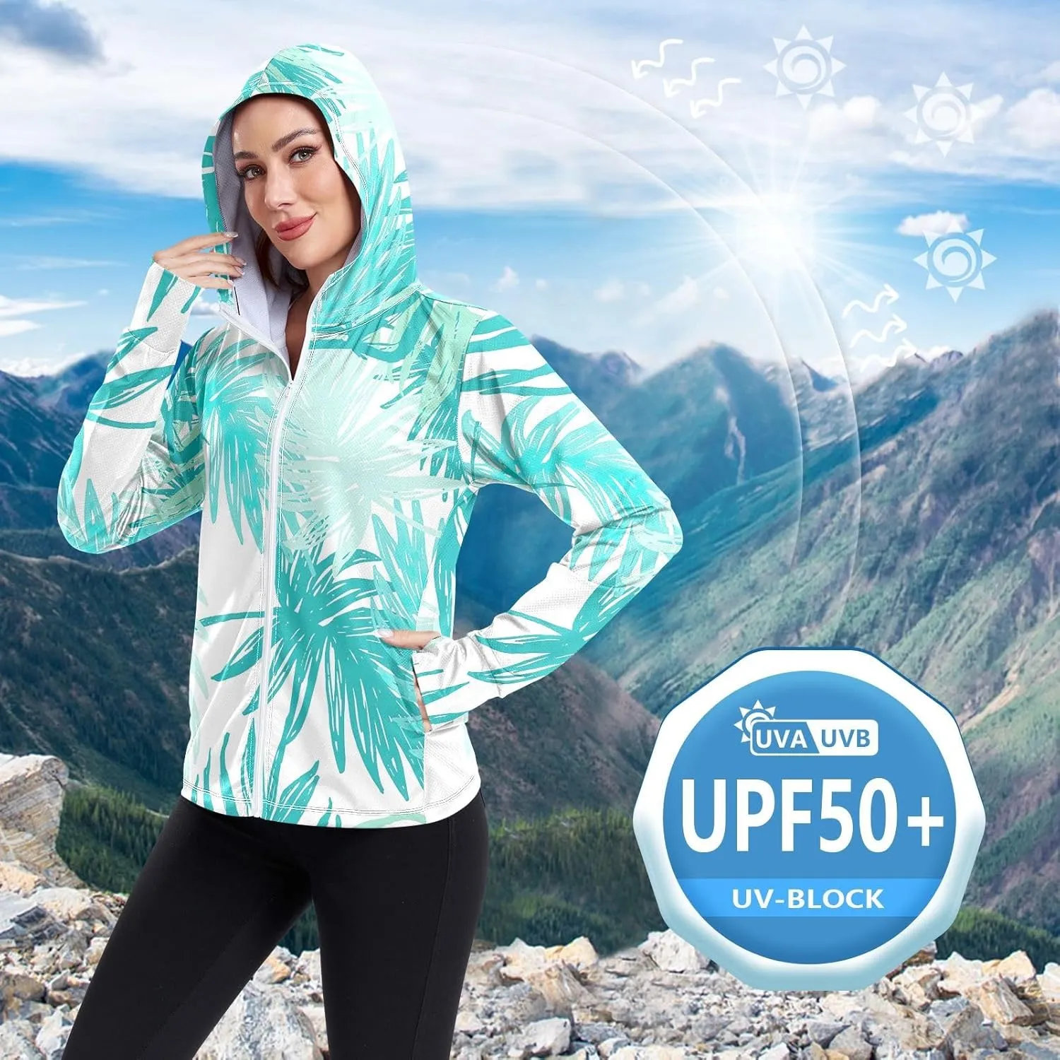 GAIGEO Fried Egg Yellow Women Jacket UPF 50  Women Uv Protection Clothing Thumb Holes Neck Protection, XXL