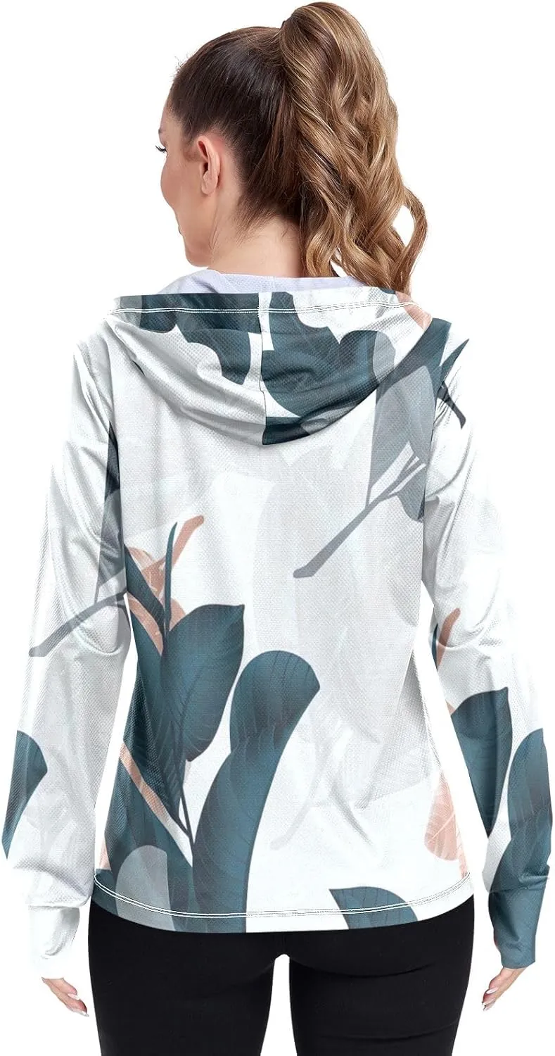 GAIGEO Tropical Colorful Palm Leaves Women Jacket UPF 50  Sunscreen Clothing for Women Uv, Cooling and Lightweight, S