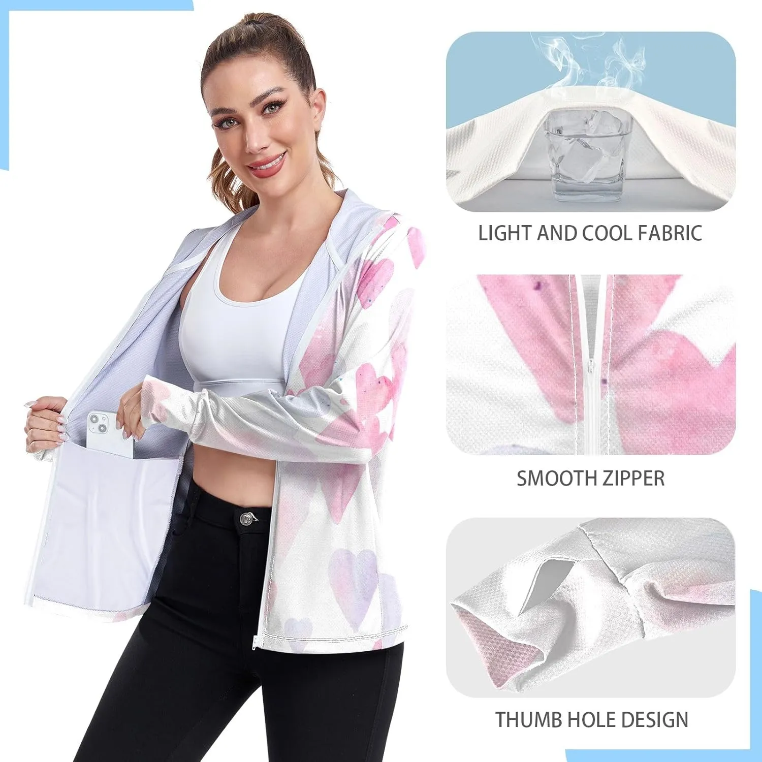 GAIGEO Tropical Colorful Palm Leaves Women Jacket UPF 50  Sunscreen Clothing for Women Uv, Cooling and Lightweight, S