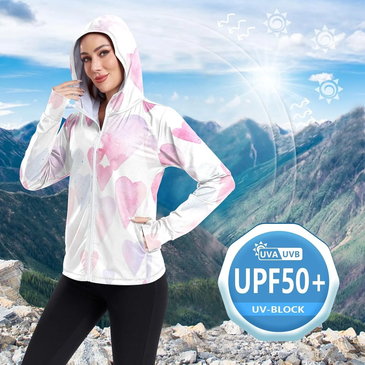 GAIGEO Tropical Colorful Palm Leaves Women Jacket UPF 50  Sunscreen Clothing for Women Uv, Cooling and Lightweight, S