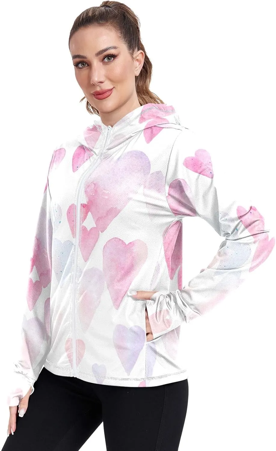 GAIGEO Tropical Colorful Palm Leaves Women Jacket UPF 50  Sunscreen Clothing for Women Uv, Cooling and Lightweight, S