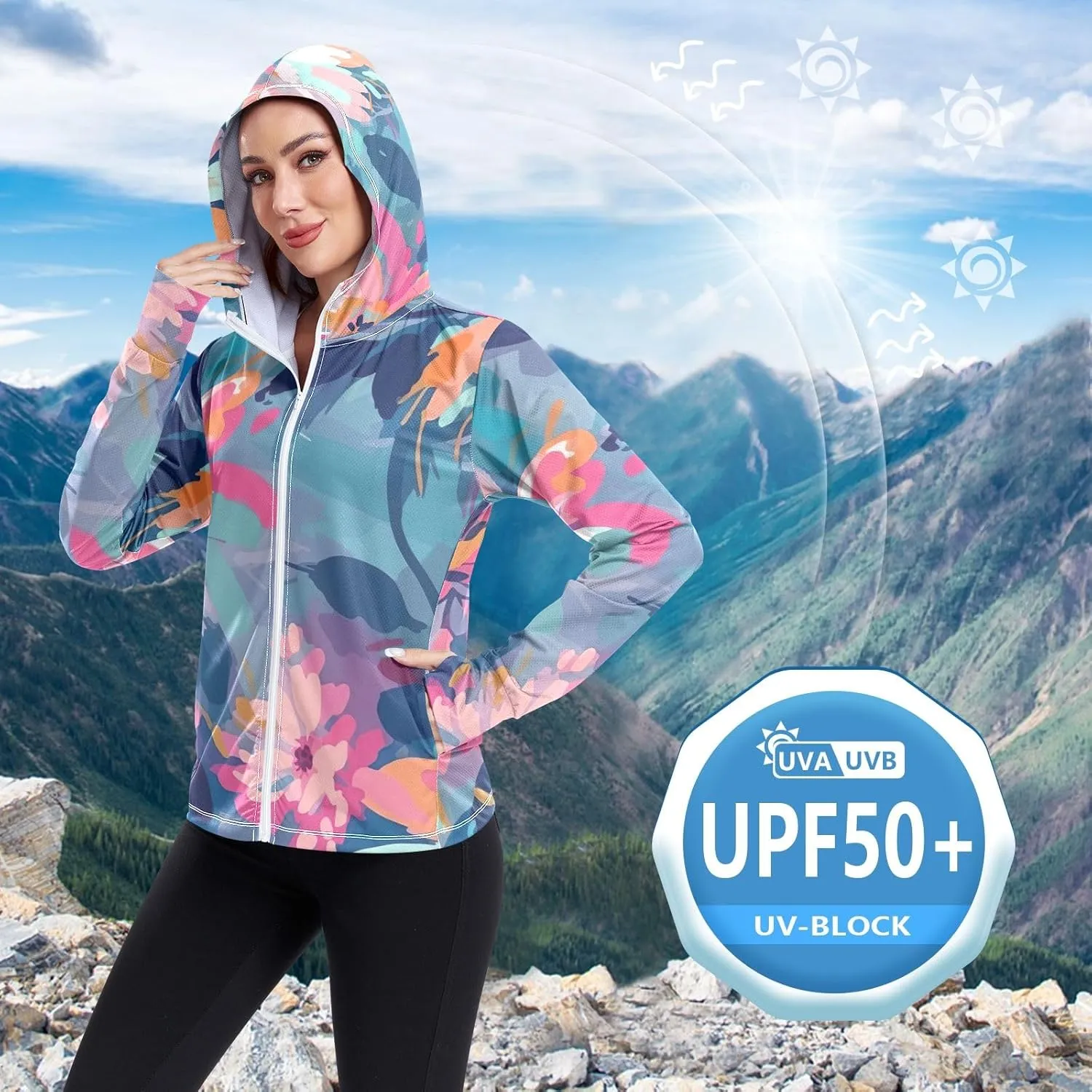 GAIGEO Tropical Palms Bushes White Women Jacket UPF 50  Summer Jackets for Women, Cooling and Lightweight, S
