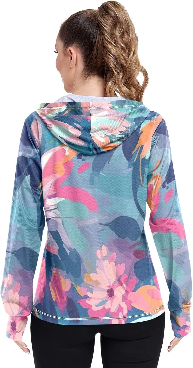 GAIGEO Tropical Palms Bushes White Women Jacket UPF 50  Summer Jackets for Women, Cooling and Lightweight, S