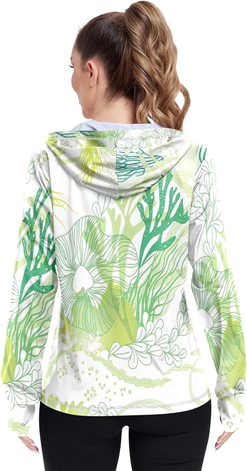 GAIGEO Tropical Palms Bushes White Women Jacket UPF 50  Summer Jackets for Women, Cooling and Lightweight, S