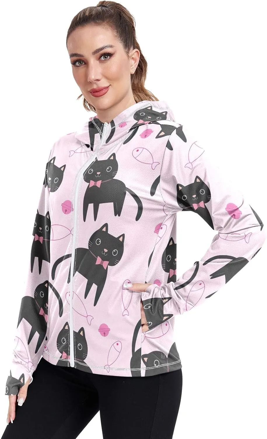 GAIGEO Vintage Tropical Leaves Women Jacket UPF 50  Sun Protection Clothing Women, Cooling and Lightweight, S