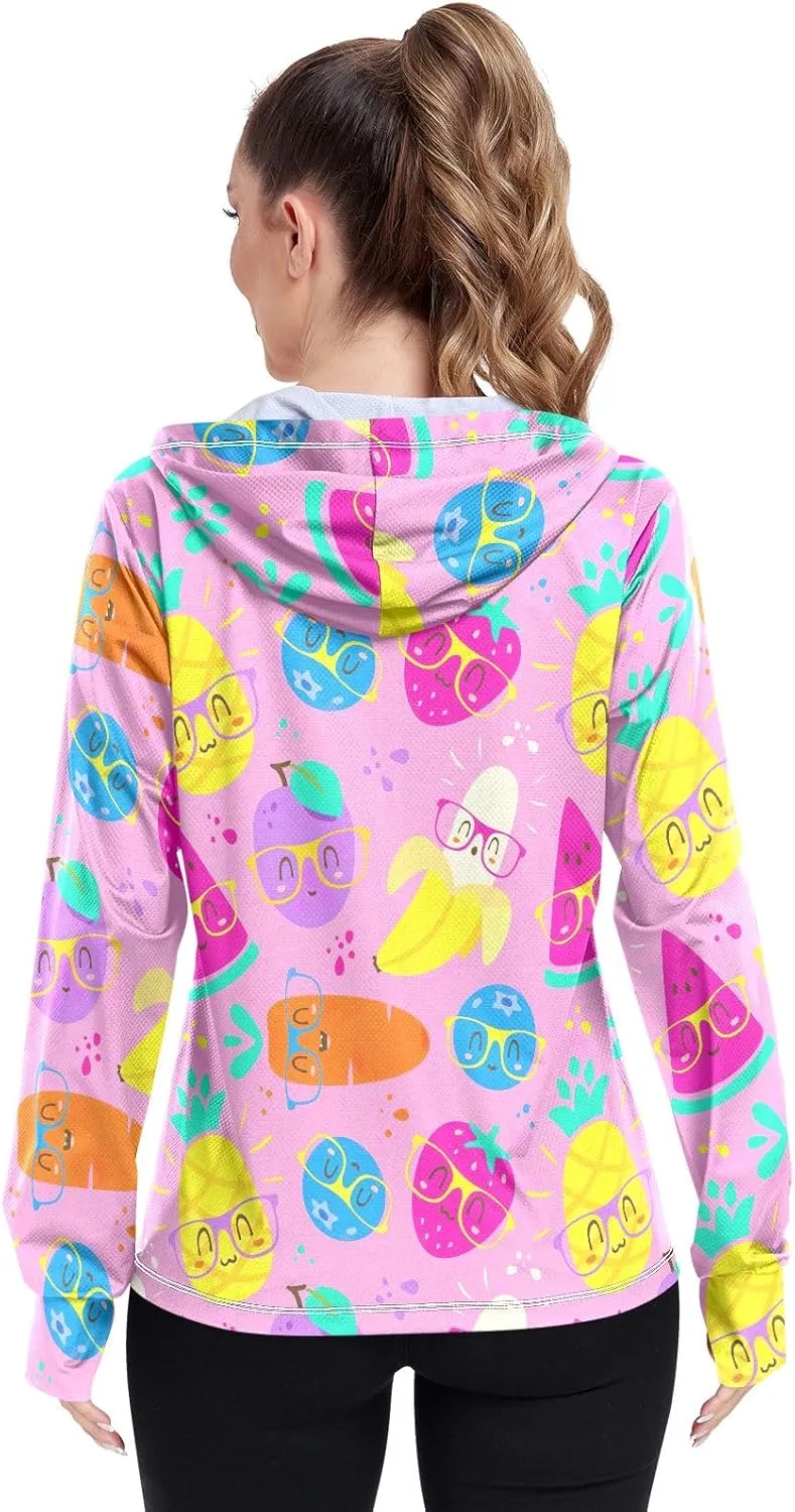 GAIGEO Watermelon Orange Pineapple Love Women Jacket Breathable Upf Clothing Women UPF 50 , with Zip Pockets, S