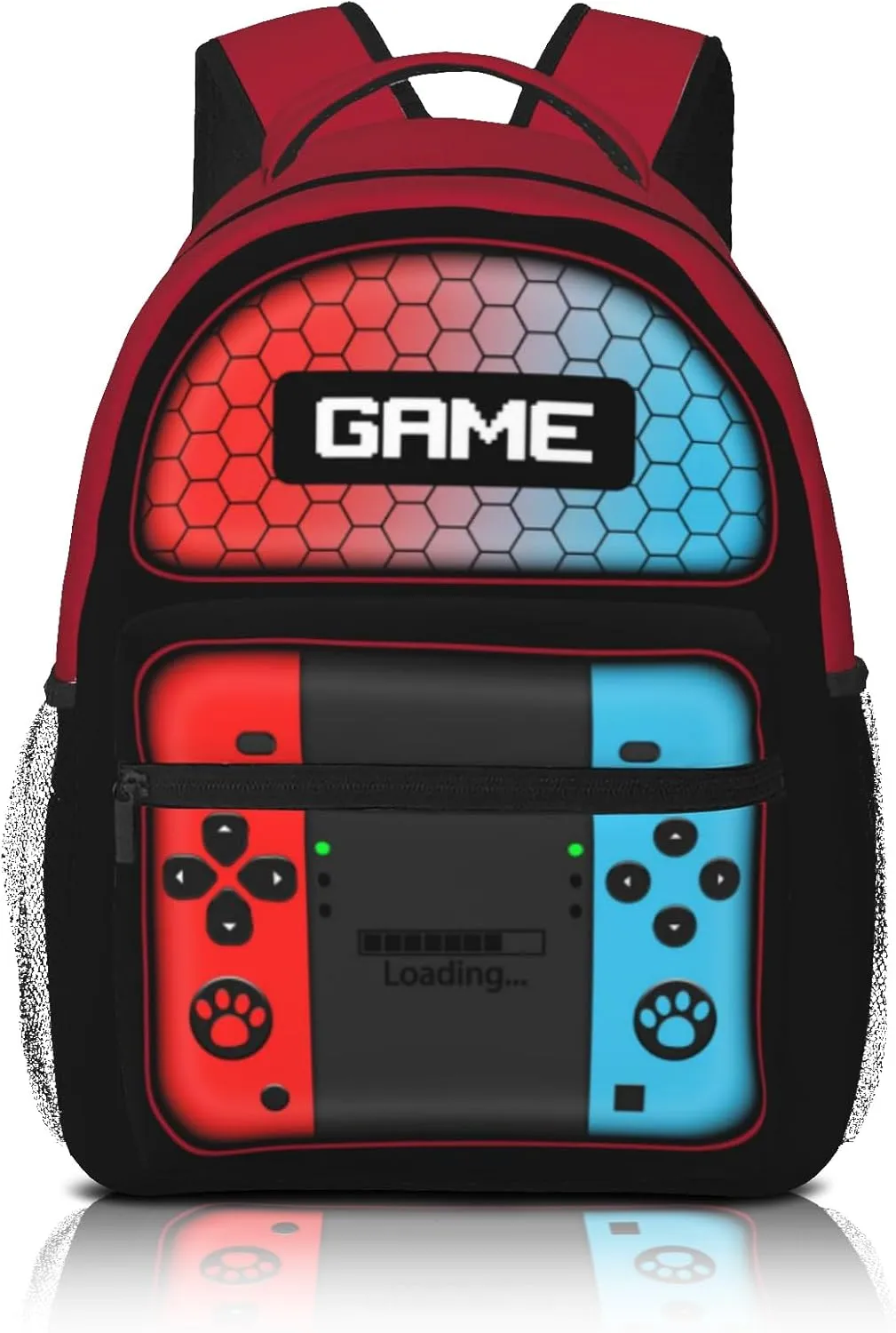 Gamepad Backpack for Boys & Girls Video Game Backpack for Kids Gaming Print School Bag Lightweight Waterproof Adjustable Colorful Bookbag for Children Teens Travel Daypack